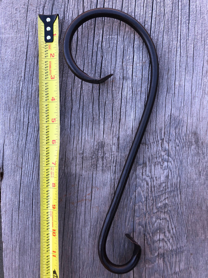 12" Christmas Stocking Hanger - Black Iron Mantle Hanger, Rustic Farmhouse Style