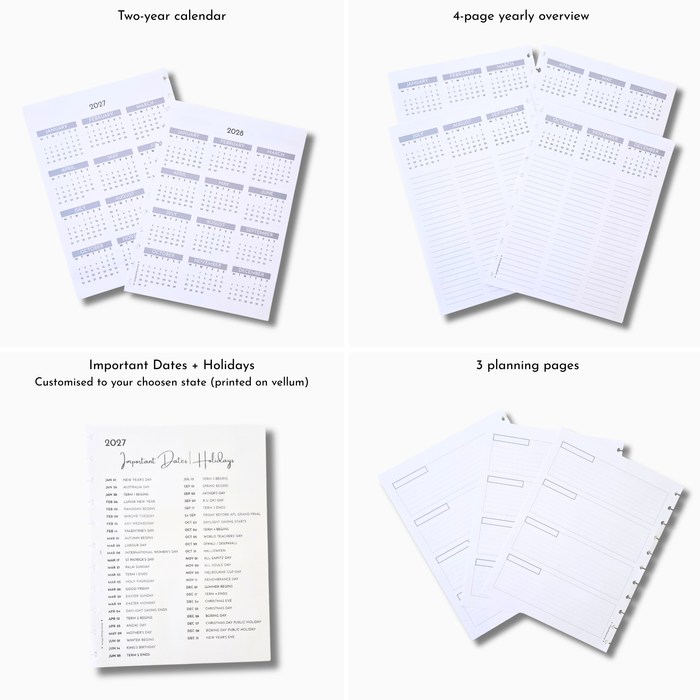 2027 Dated Planner Inserts Only | Azure Blooms