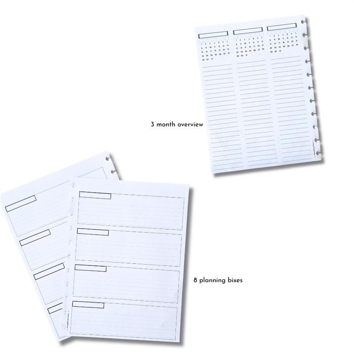 3-Month Undated Discbound Planner Inserts | Azure Blooms