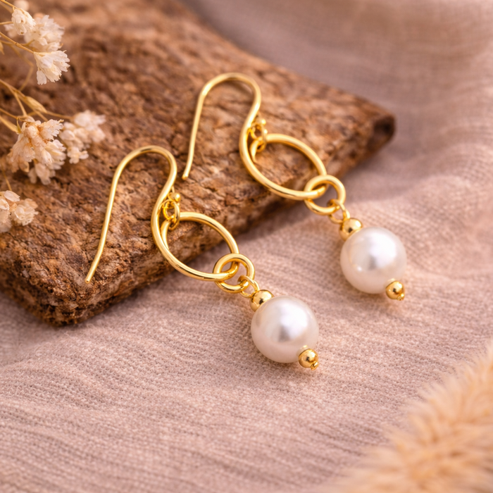 pearl gold earrings 30th anniversary