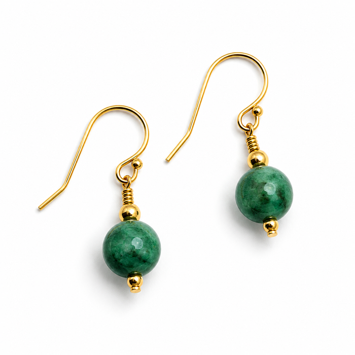 55th Wedding Anniversary Emerald Earrings | Sterling Silver or 14k Gold Filled | 8mm Drop Earrings