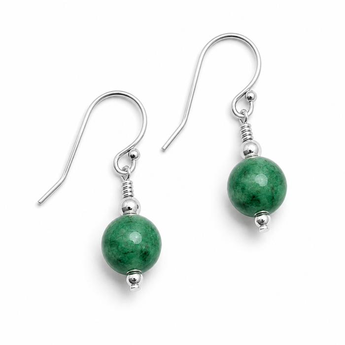 55th Wedding Anniversary Emerald Earrings | Sterling Silver or 14k Gold Filled | 8mm Drop Earrings