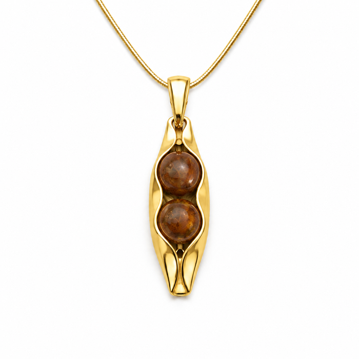 5th Anniversary Gift for Wife | Petrified Wood Anniversary Necklace | 5th Wedding Anniversary | Personalised Two Peas in a Pod
