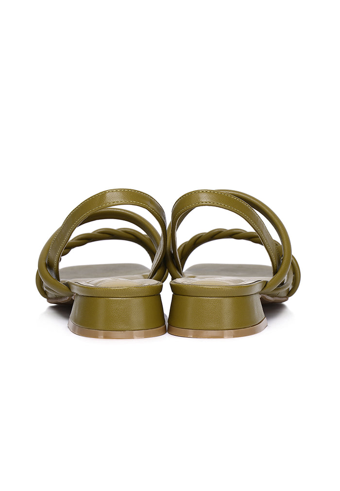 Aamina Strappy Sandals (Dark Olive Green)