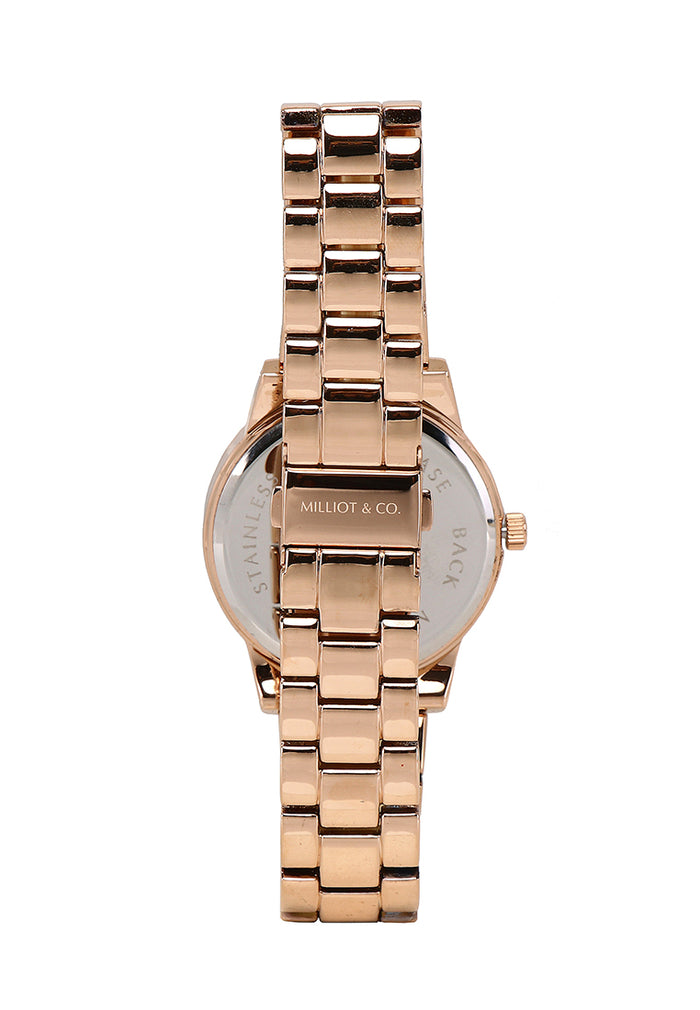 Aaron Rose Gold Metal Watch (Salmon)