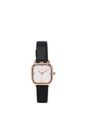 Adelie Rose Gold Leather Analog Watches (Black)