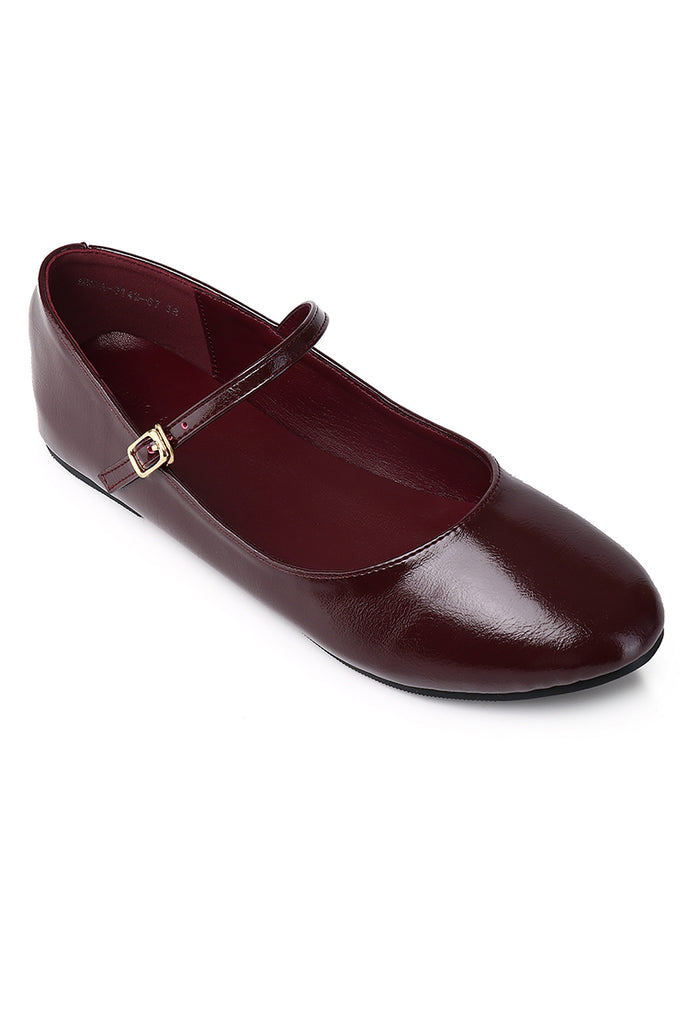 Aelia Rounded Toe Flats & Ballerina (Maroon)