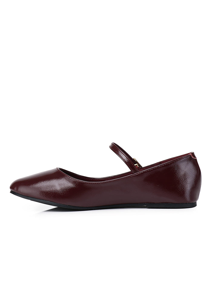 Aelia Rounded Toe Flats & Ballerina (Maroon)