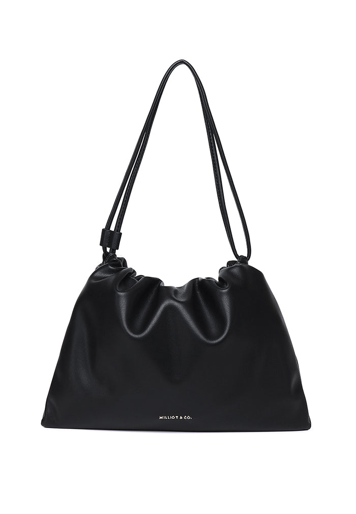 Ailee Drawstring Bucket Bag (Black)