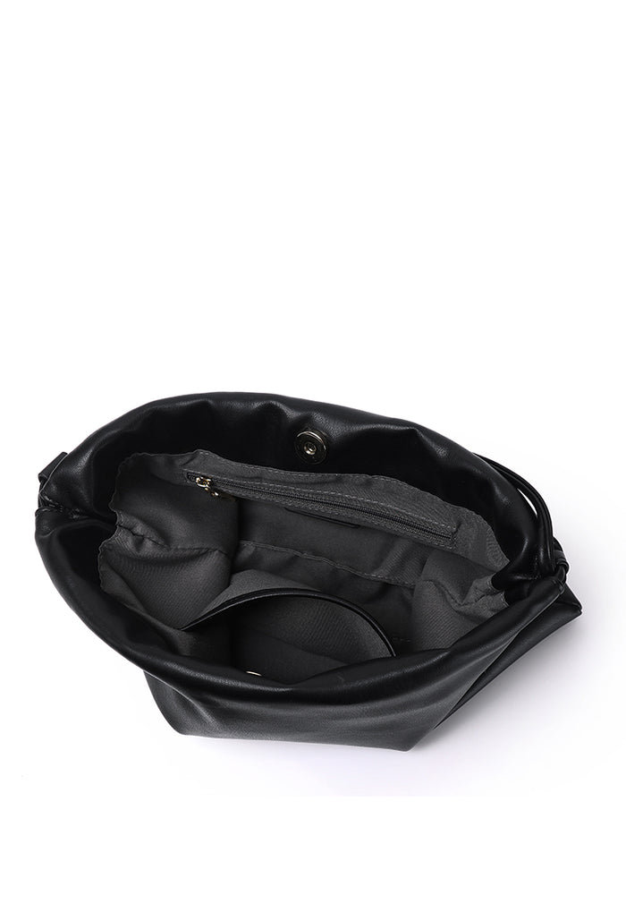 Ailee Drawstring Bucket Bag (Black)