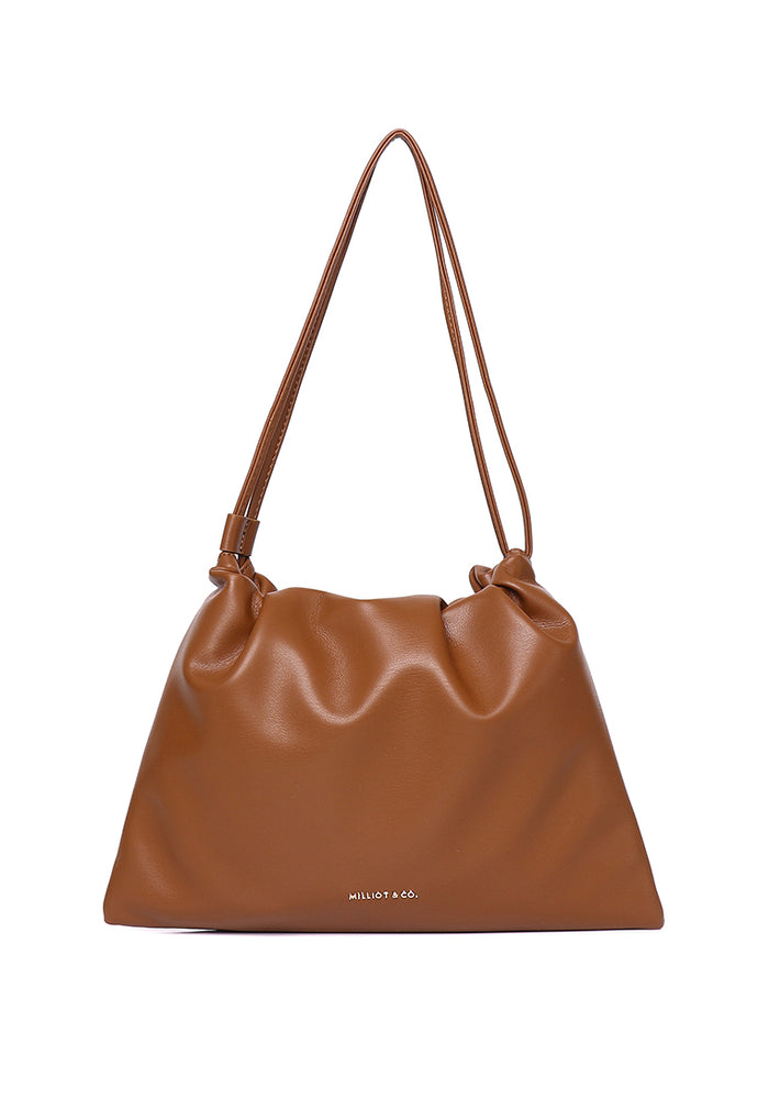 Ailee Drawstring Bucket Bag (Brown)