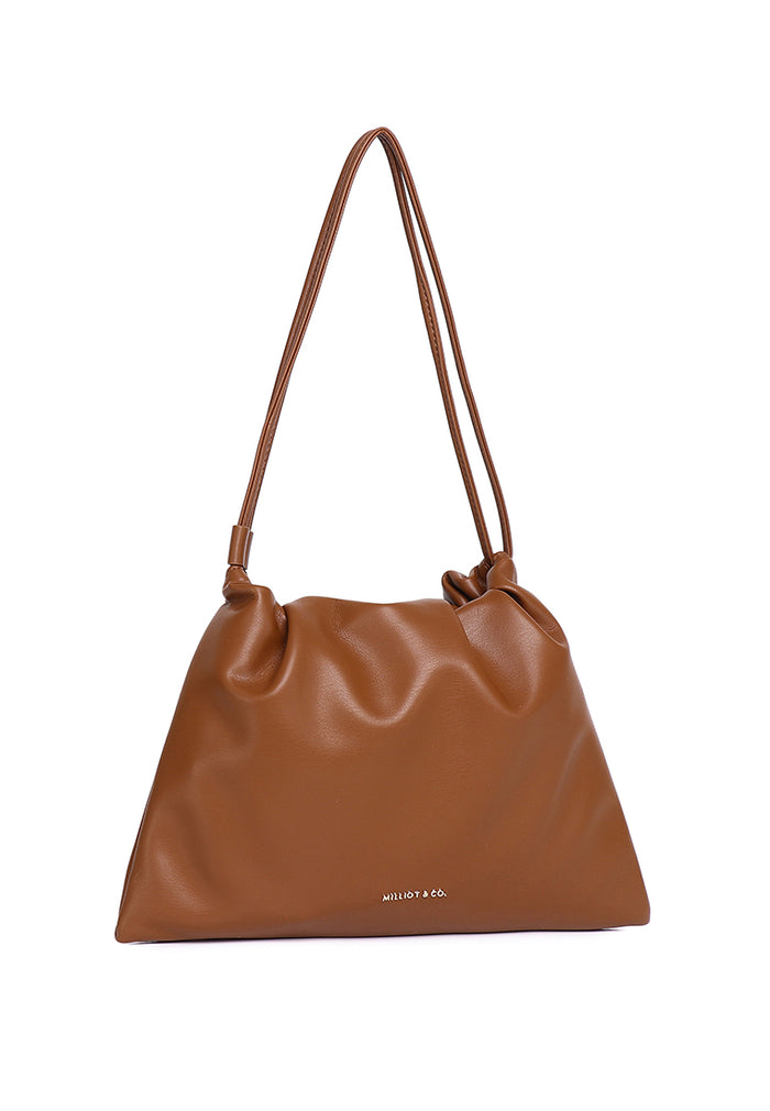 Ailee Drawstring Bucket Bag (Brown)