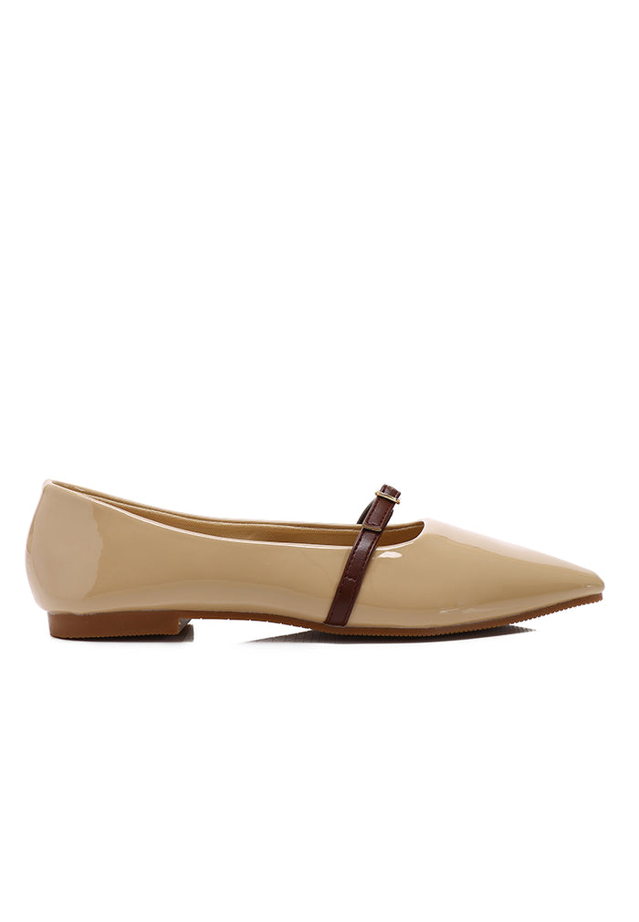 Aileen Patent Flats & Ballerina (Khaki)