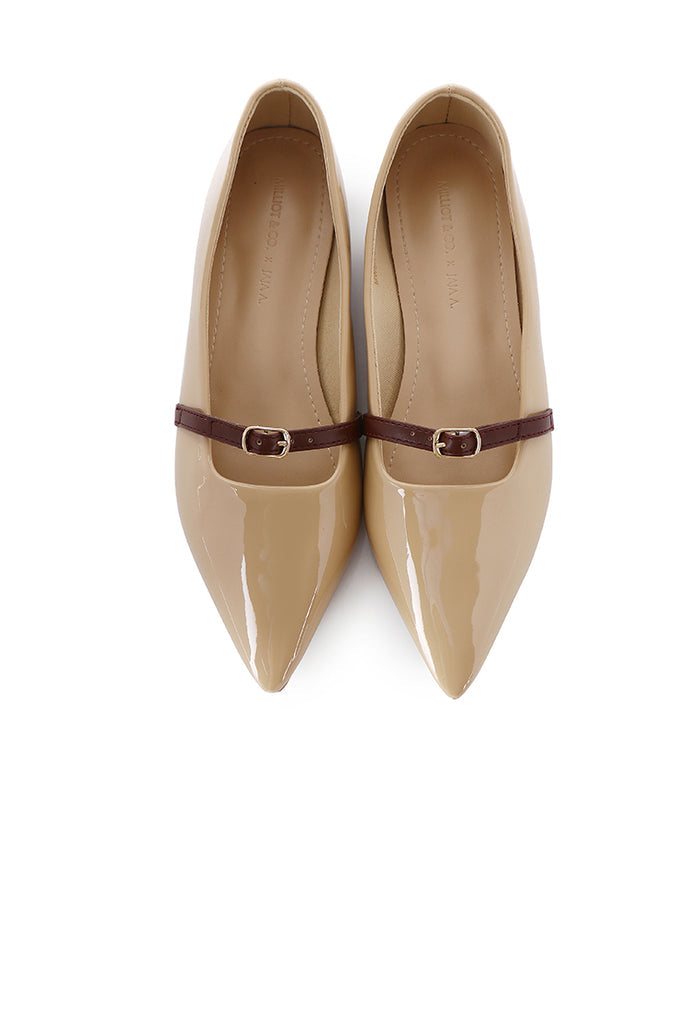 Aileen Patent Flats & Ballerina (Khaki)