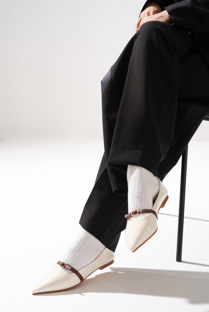 Aileen Patent Flats & Ballerina (White)