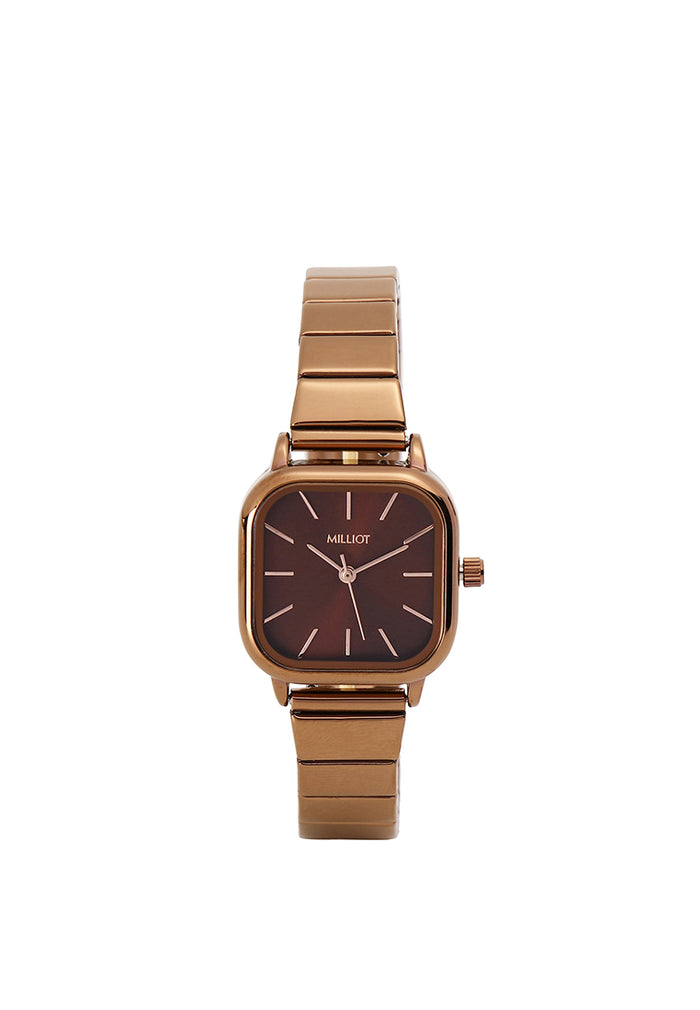Ainsley II Stainless Steel Strap Shift Watch (Coffee)