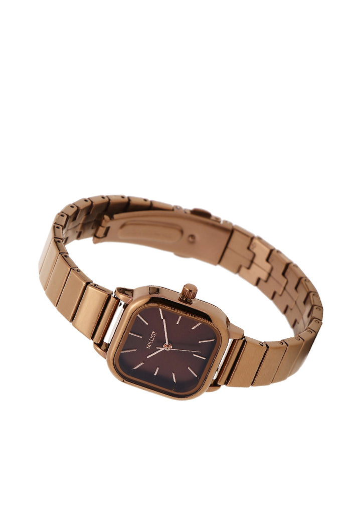 Ainsley II Stainless Steel Strap Shift Watch (Coffee)