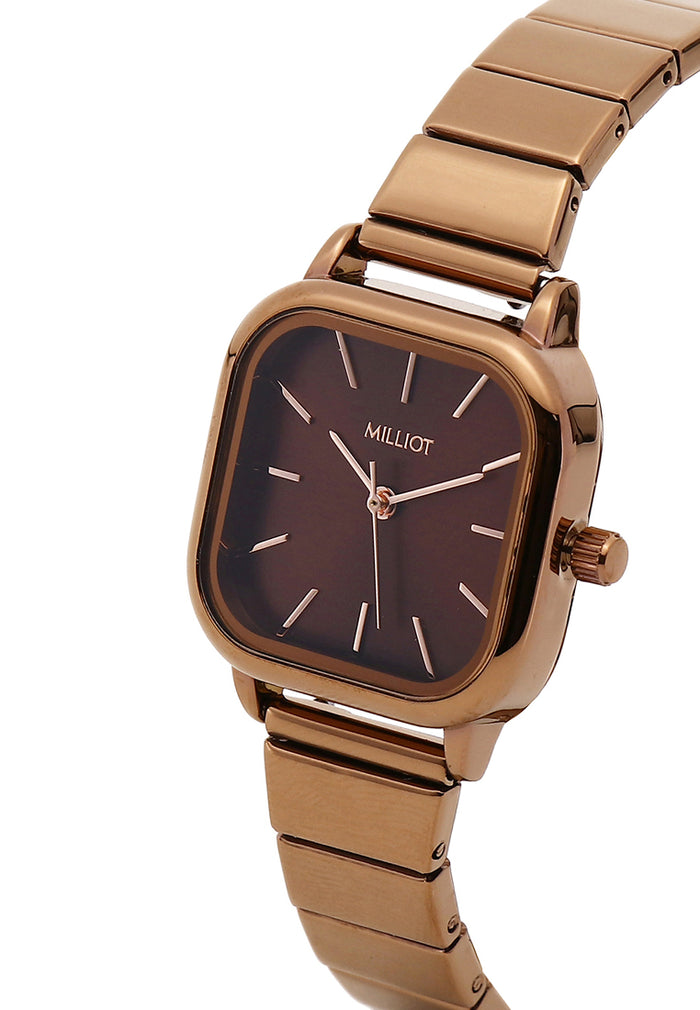 Ainsley II Stainless Steel Strap Shift Watch (Coffee)