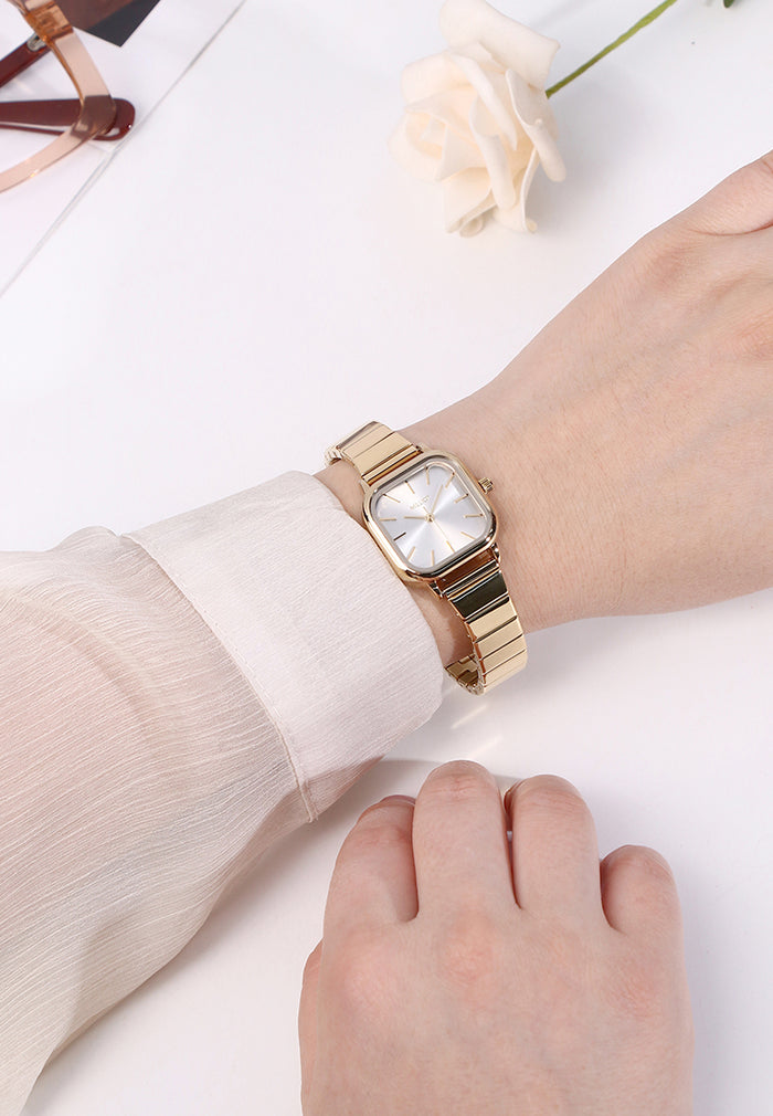 Ainsley II Stainless Steel Strap Shift Watch (Gold)