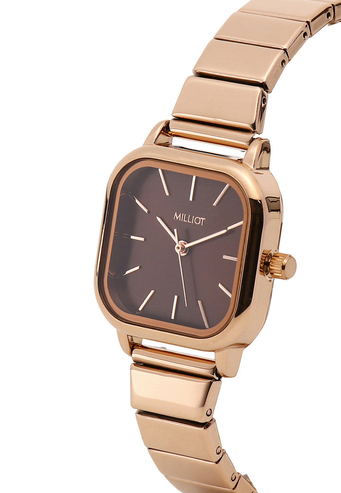 Ainsley II Stainless Steel Strap Shift Watch (Rose Gold)