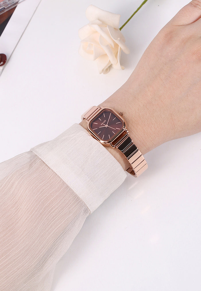 Ainsley II Stainless Steel Strap Shift Watch (Rose Gold)