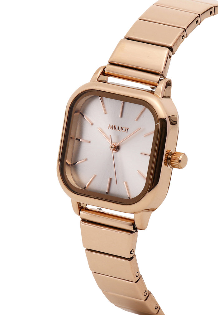Ainsley II Stainless Steel Strap Shift Watch (Silver/Rose Gold)