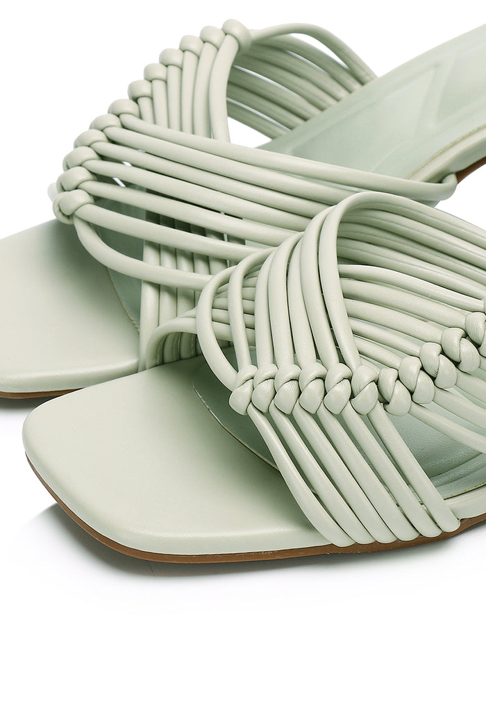 Aisha Open Toe Knotted Heels (Light Green)