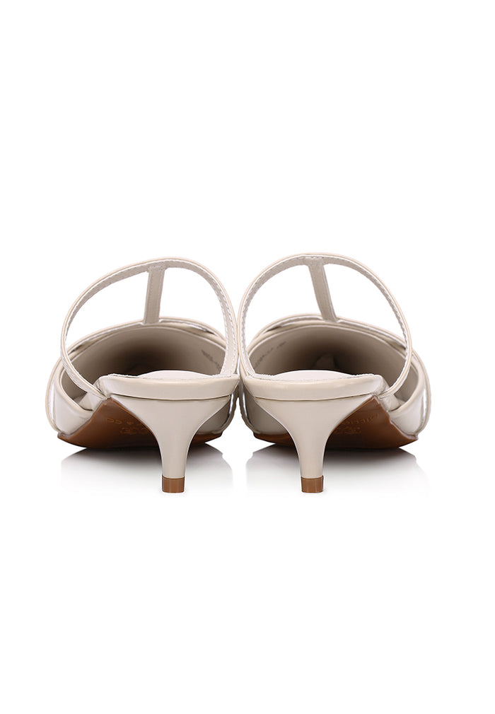 Allison Pointed Toe Kitten Heels (White)