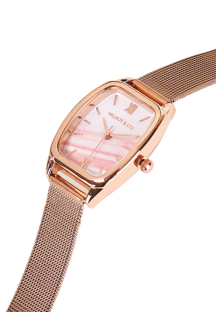 Amanda Stainless Steel Mesh Strap Watch  (Rose Gold)