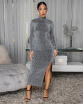 Amina Silver Shimmering Skirt Set
