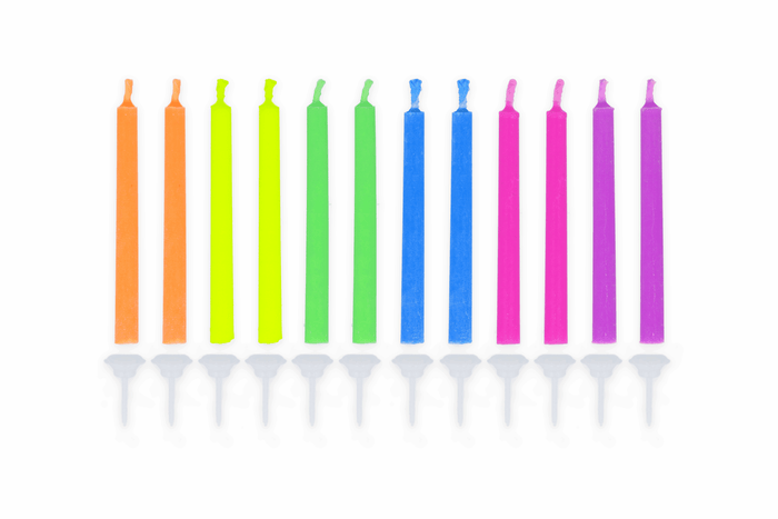 Patisserie Valerie's handmade Angel Flames Coloured Party Candles - 12 Pack cake delivery