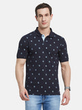 AOP FLORAL PRINT  POLO NECK PIQUE T-SHIRT