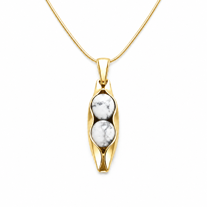 April Birthstone | White Howlite | Two Peas In A Pod Necklace | Personalised Gift