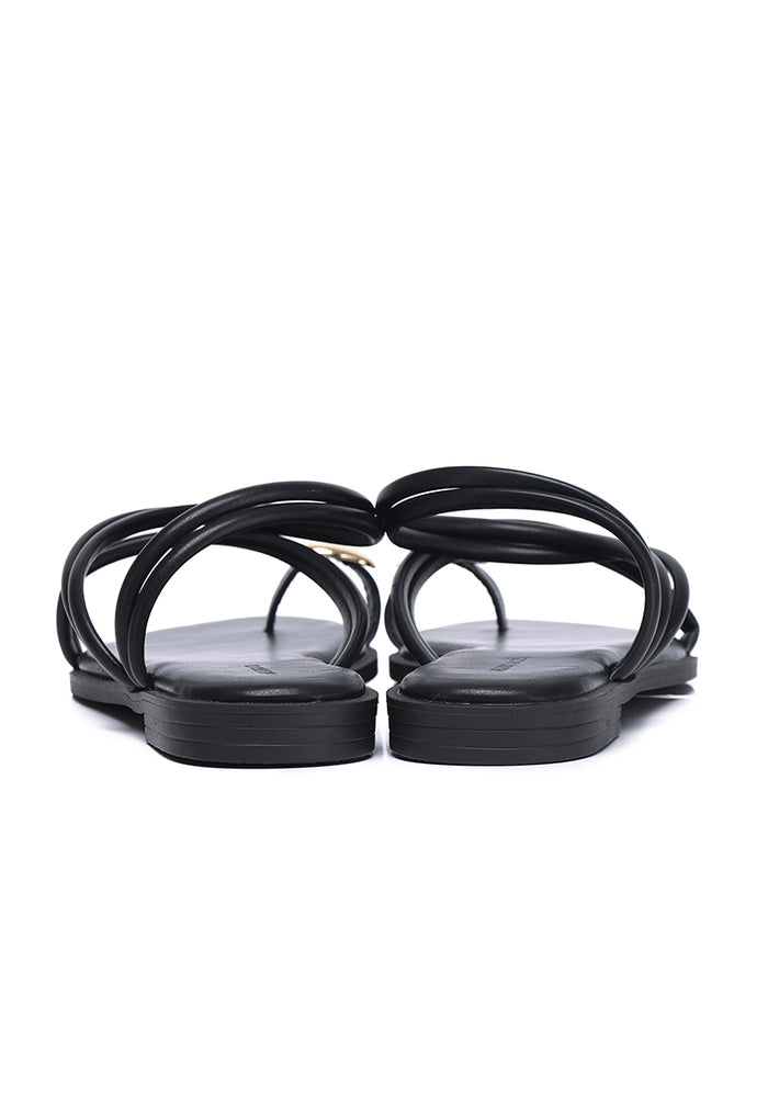 Ariana Strappy Toe Ring Sandals (Black)