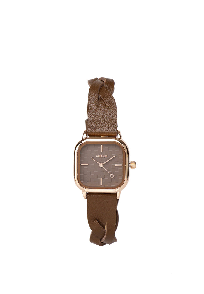 Arya Braided Strap Analogue Watch (Coffee)