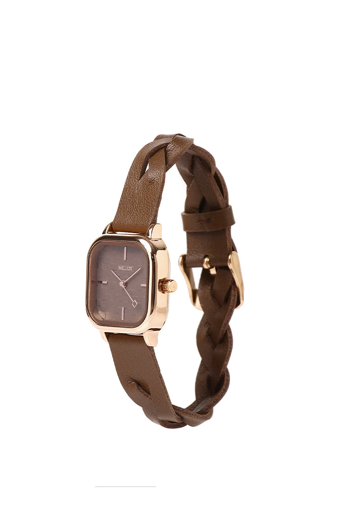 Arya Braided Strap Analogue Watch (Coffee)