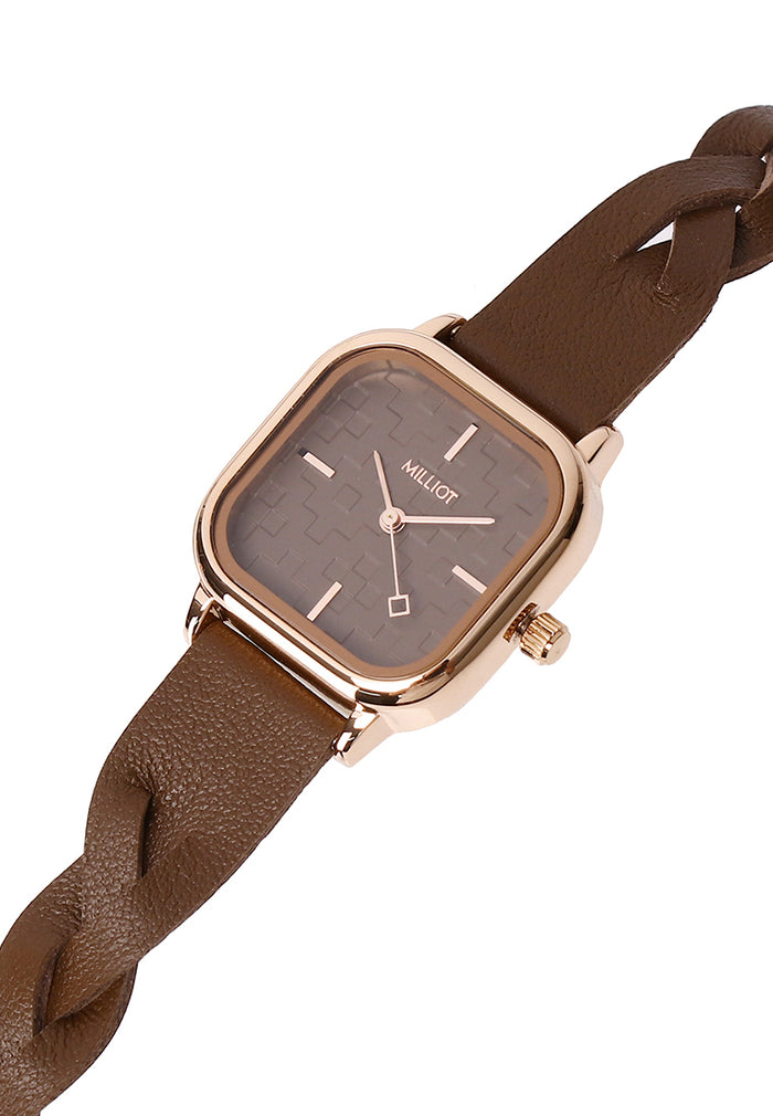 Arya Braided Strap Analogue Watch (Coffee)