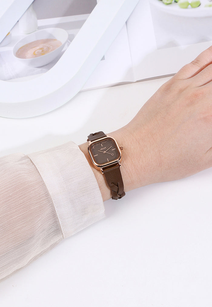 Arya Braided Strap Analogue Watch (Coffee)