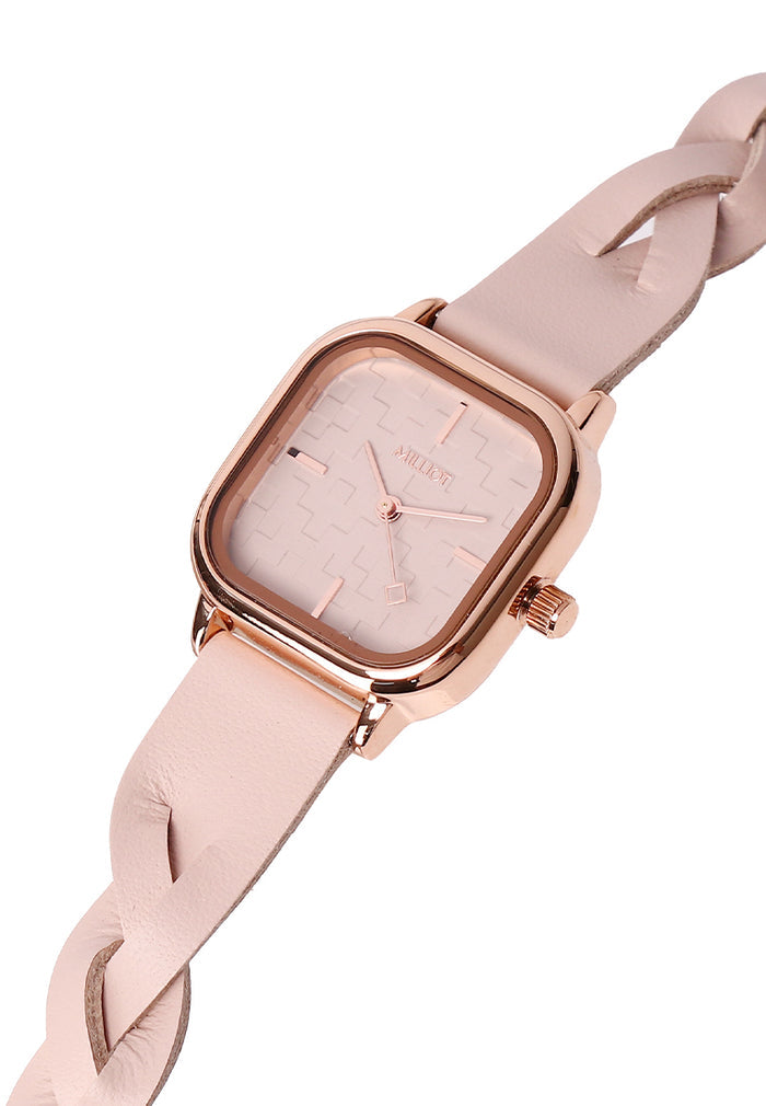 Arya Braided Strap Analogue Watch (Nude Pink)