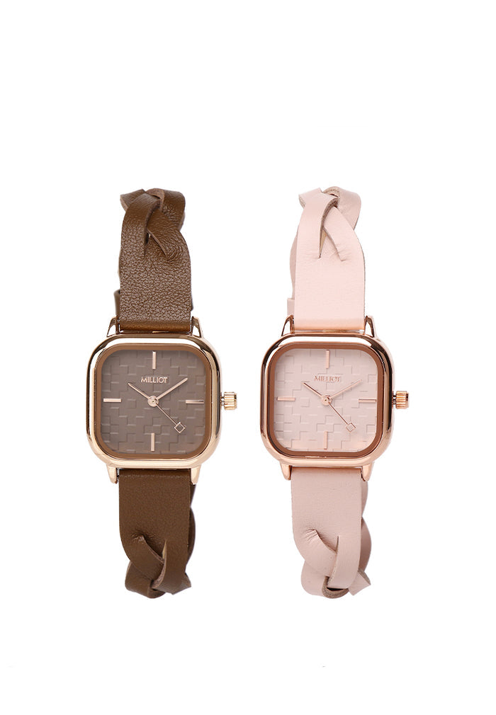 Arya Braided Strap Analogue Watch (Nude Pink)