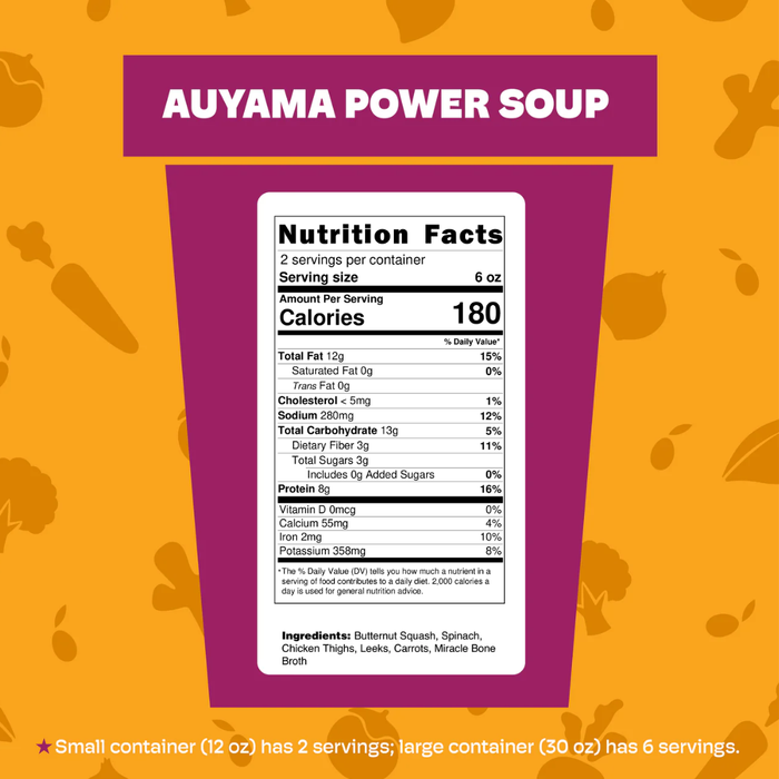 Auyama Power Soup nutrition — gluten-free, organic, kid-friendly, ready in minutes
