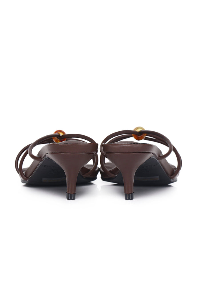 Ava Beads Strappy Heels (Brown)