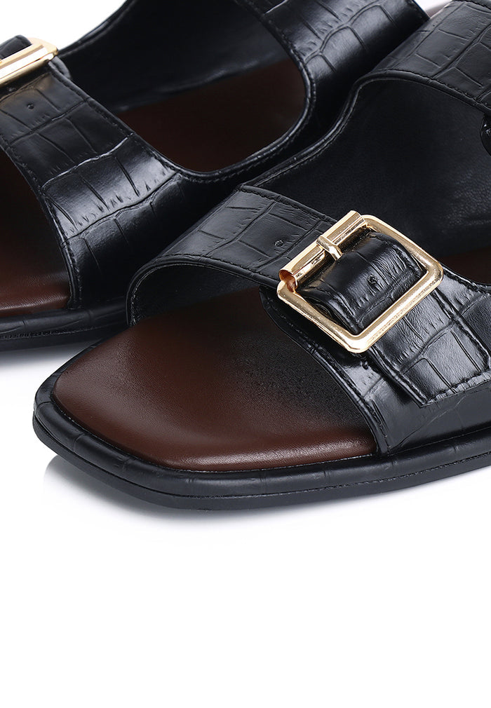 Avery Double Strap Slingback Sandals (Black)