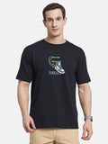 BACK PRINT ROUND NECK SEER SUCKER T-SHIRT