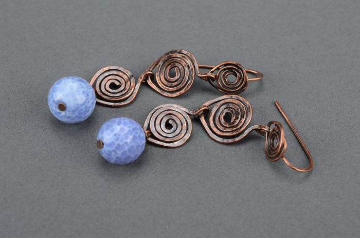 Beautiful handmade design metal lace earrings of siery color