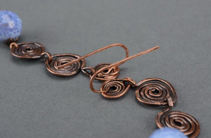Beautiful handmade design metal lace earrings of siery color