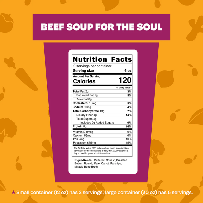 Beef Soup for the Soul nutrition — high protein, gluten-free, organic