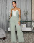 Bianca Sage Nude Rope Design Halter Jumpsuit