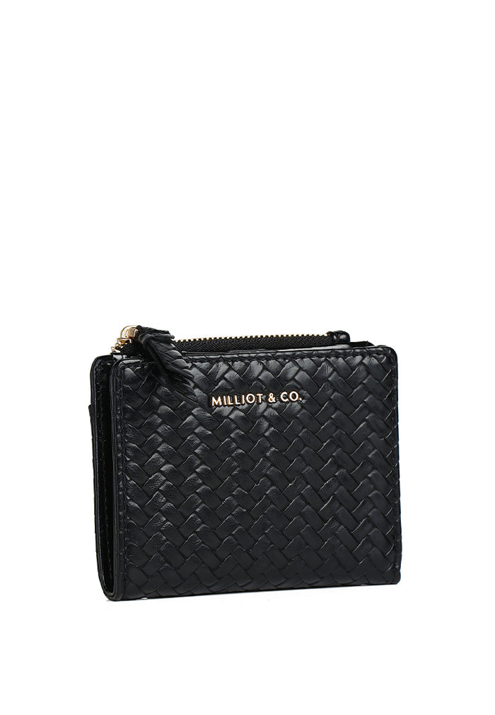 Billie Woven Top Zip Wallet (Black)