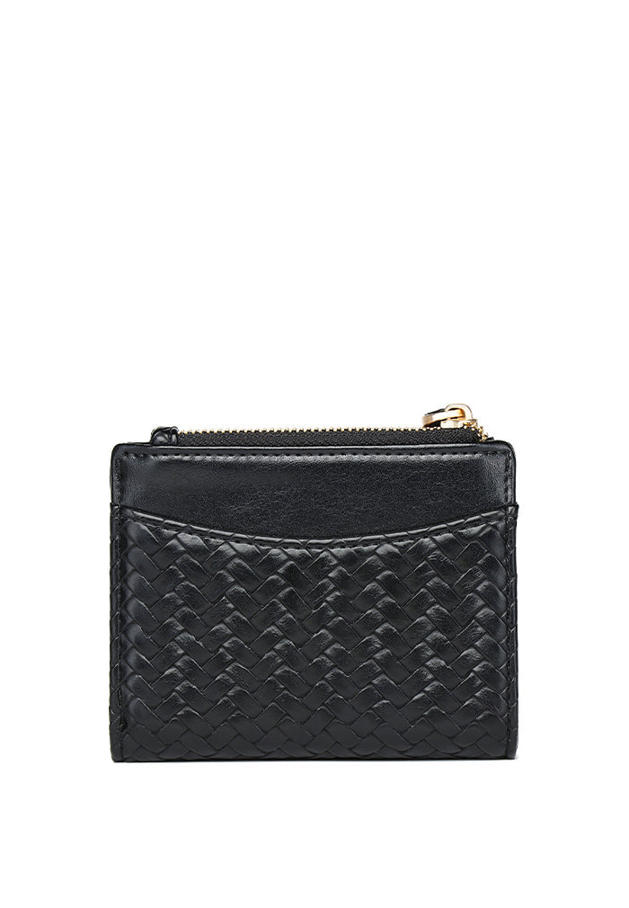 Billie Woven Top Zip Wallet (Black)